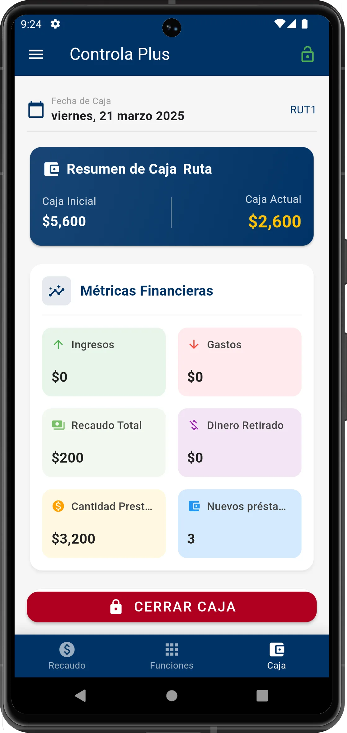 Resumen de Caja y Métricas Financieras